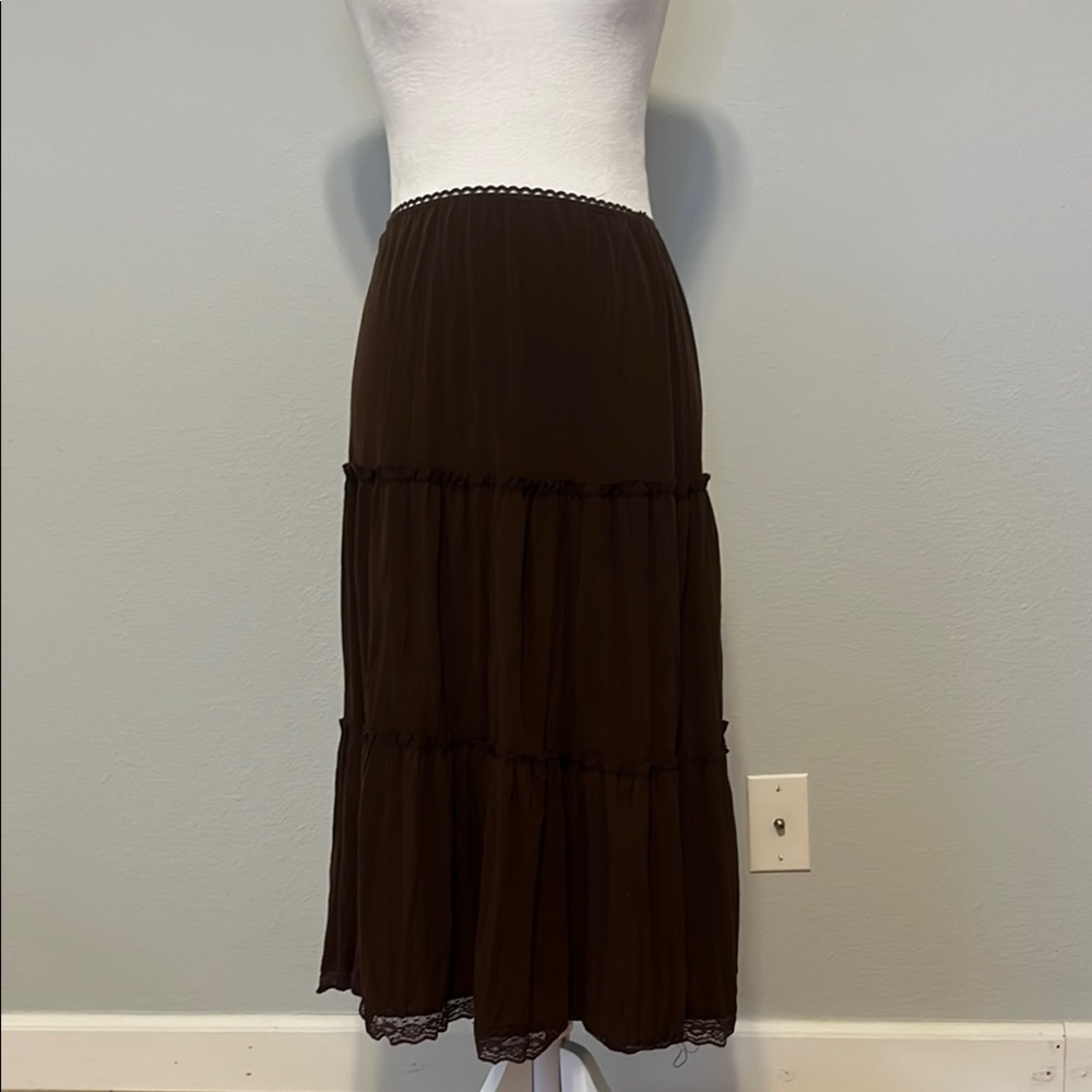 Elegant Brown Tiered Skirt